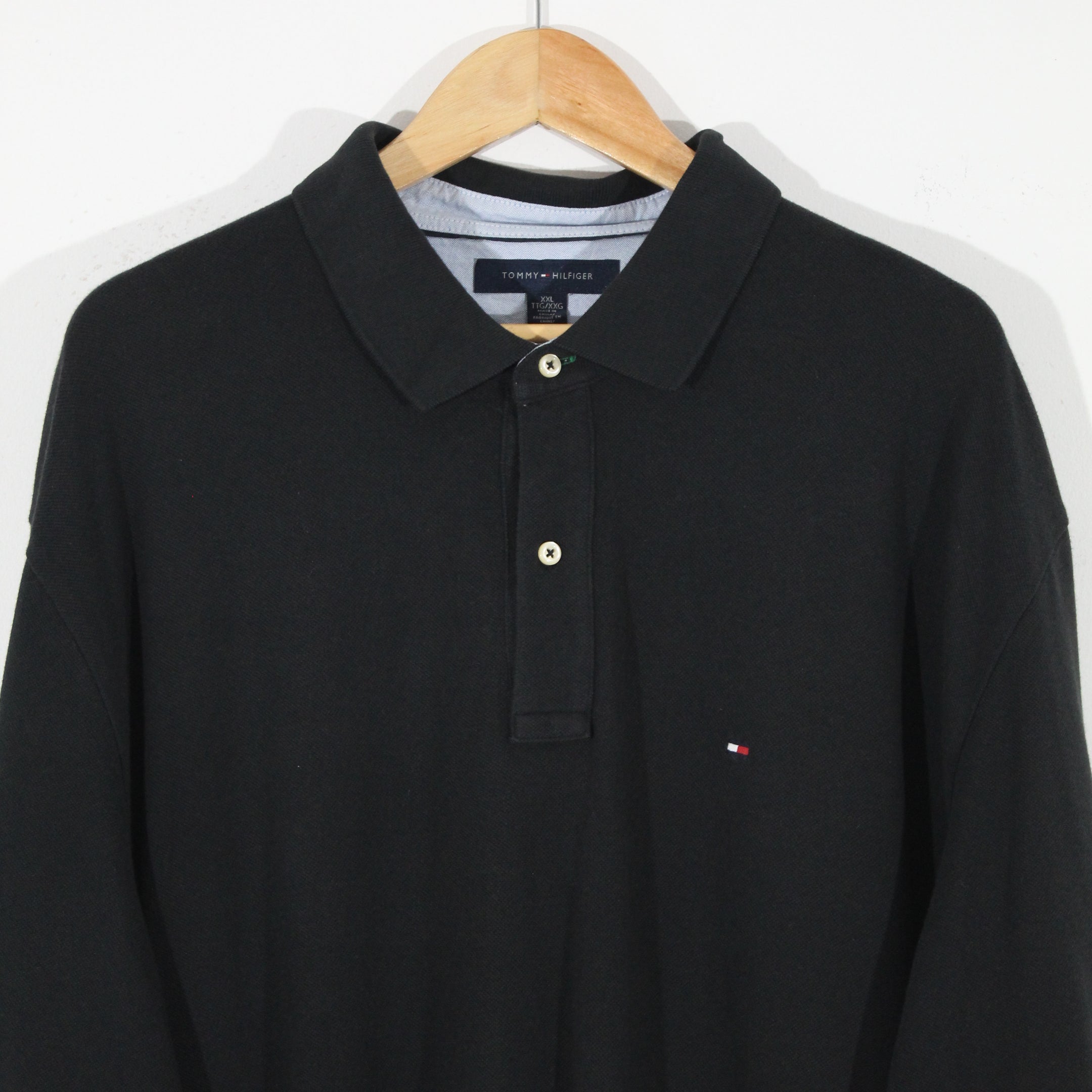 Black Tommy Hilfiger Polo Shirt (2XL)