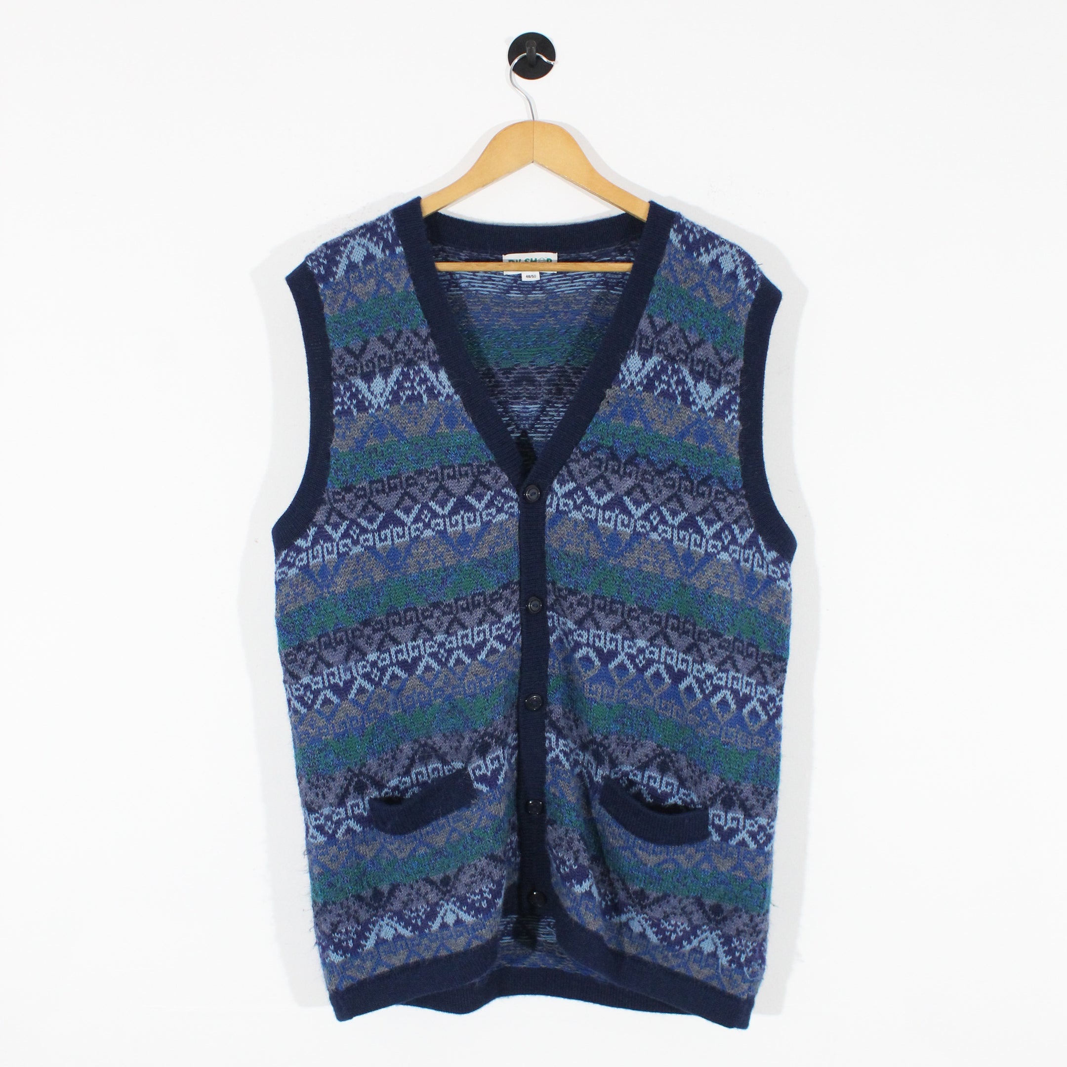 Vintage Patterned Knitted Vest (XL/2XL)