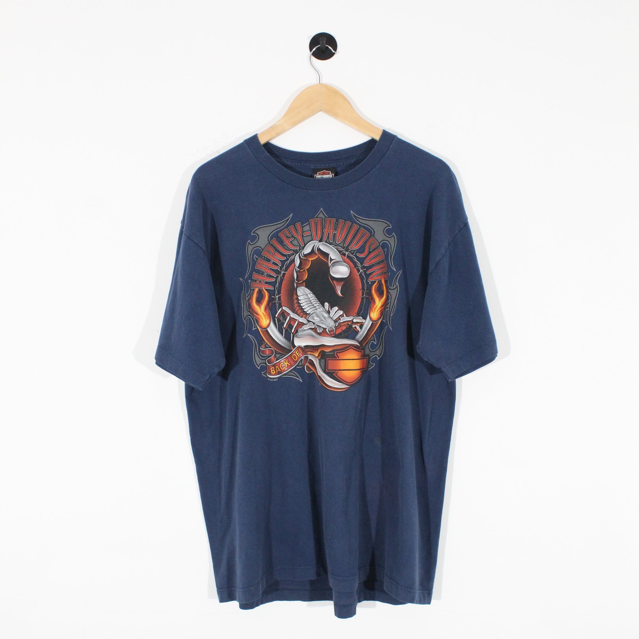 Blue Harley Davidson Back Print T-Shirt (XL)