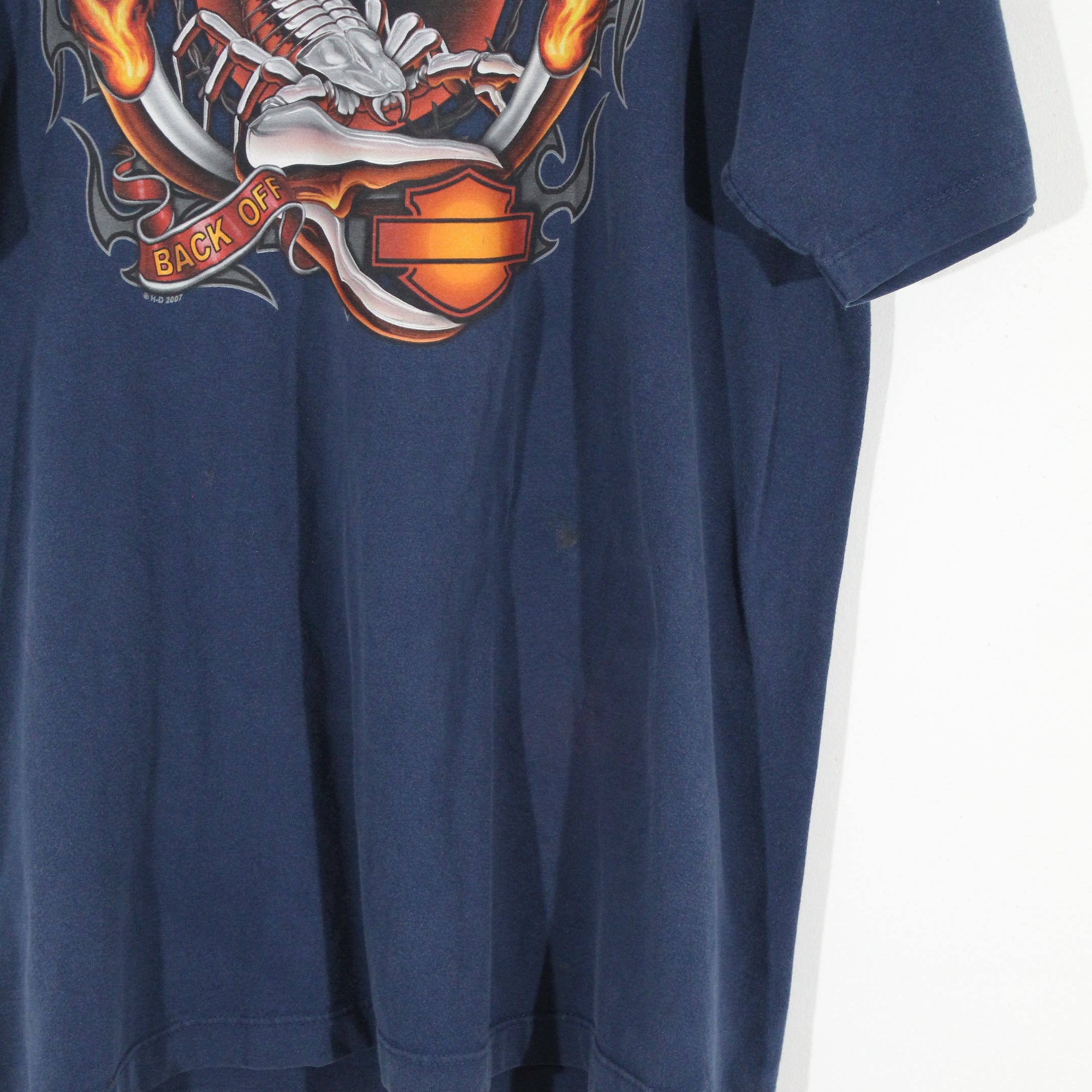 Blue Harley Davidson Back Print T-Shirt (XL)