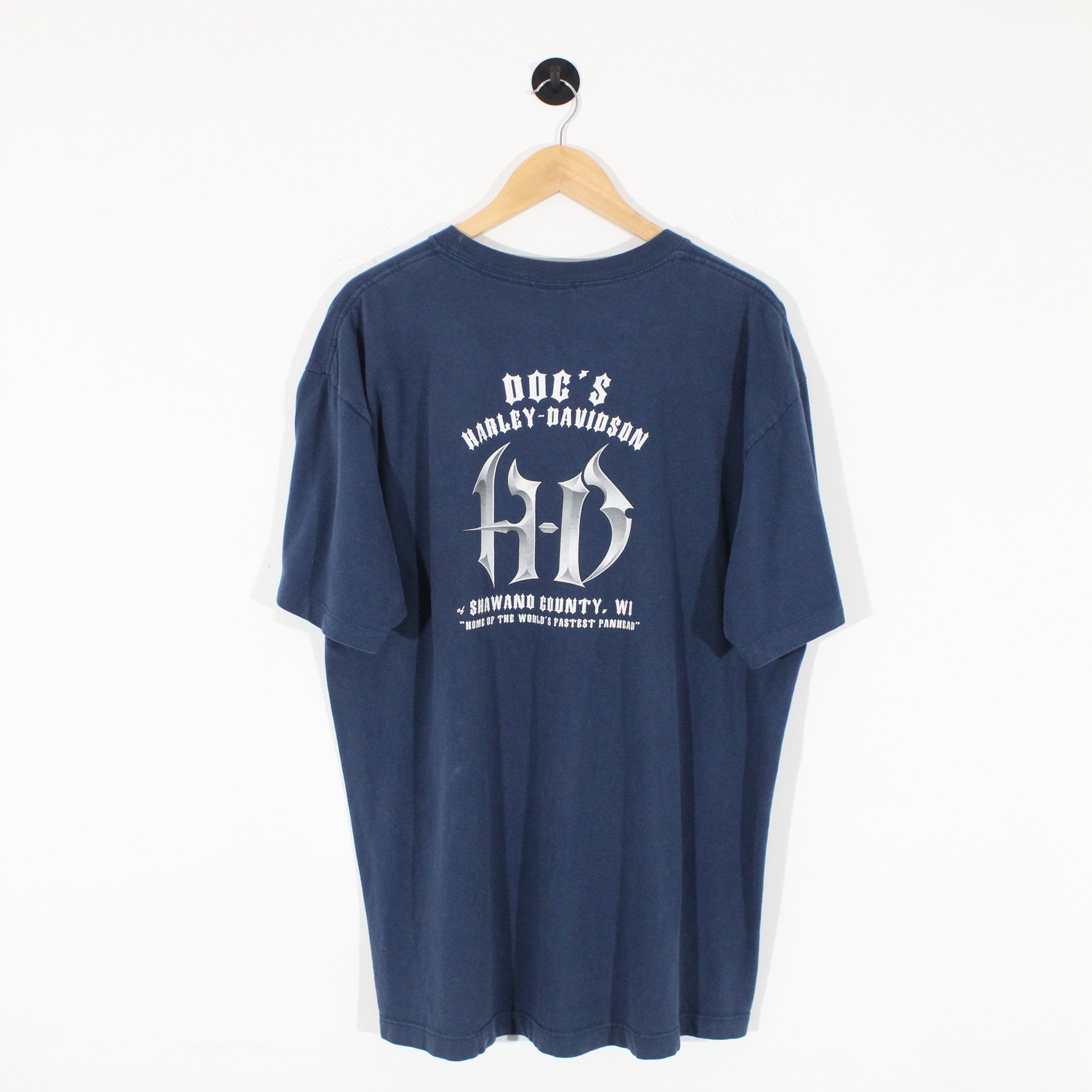 Blue Harley Davidson Back Print T-Shirt (XL)