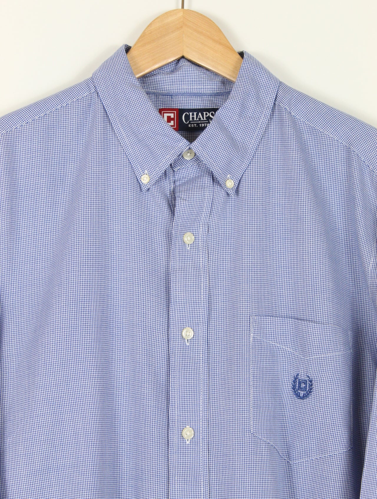 Blue Chaps Houndstooth Shirt (L)