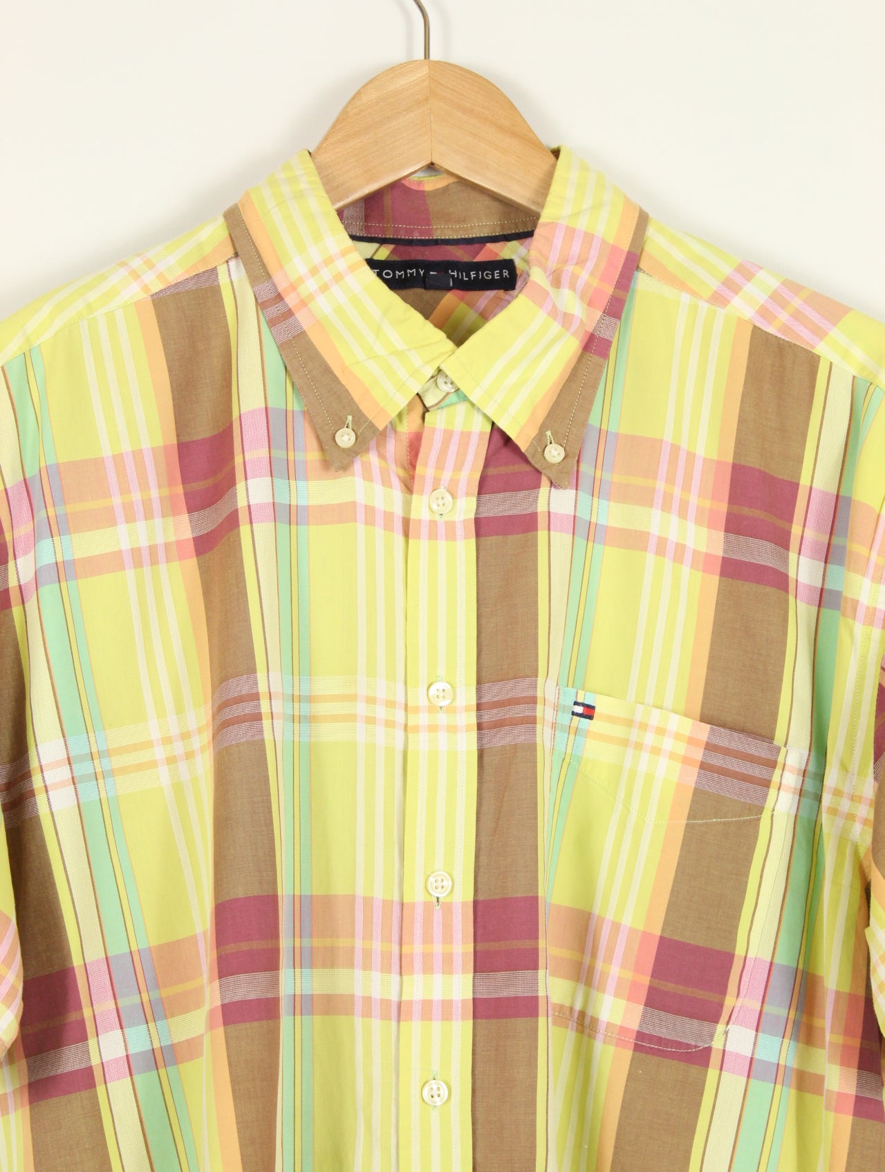 Short Sleeve Tommy Hilfiger Plaid Shirt (M/L)